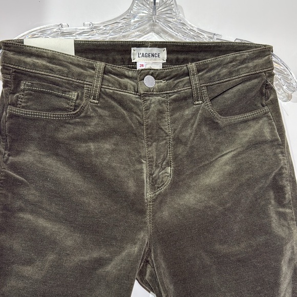 L’AGENCE Paris Women’s High Rise Skinny Dark Olive Margot Pants Size 28 - Picture 8 of 10